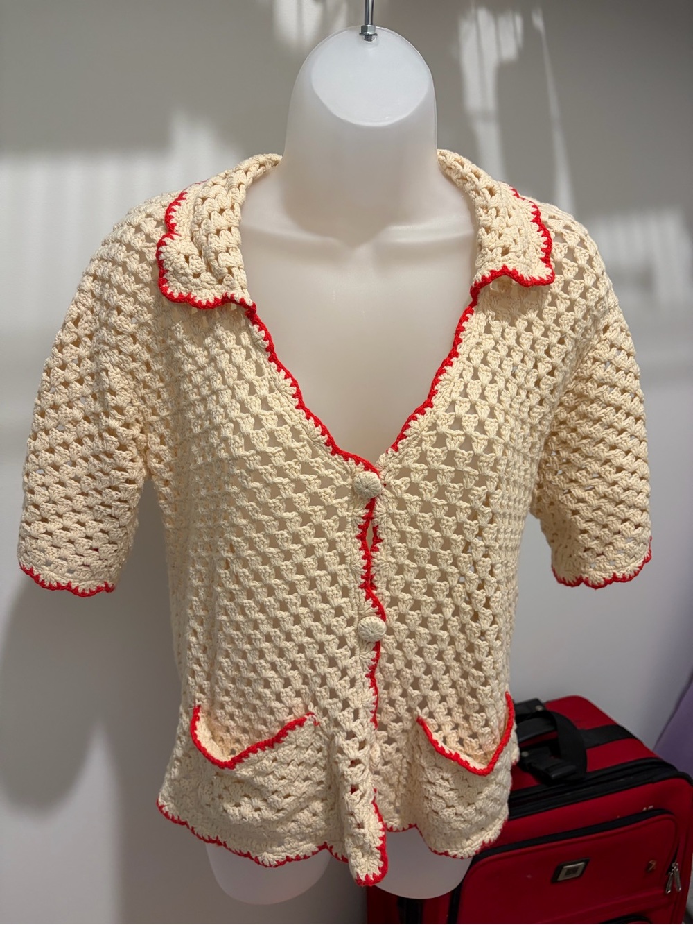 Greylin Crochet Sweater EUC